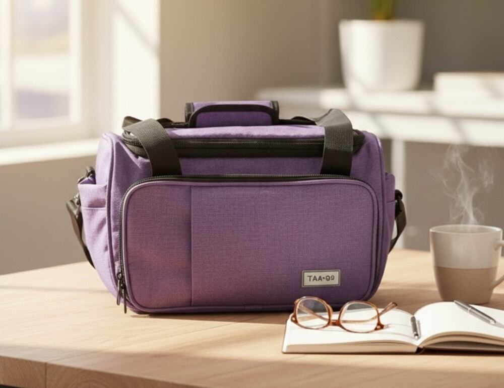 Sucipi Knitting Bag Organizer Purple Yarn Storage Tote Project Bag 14x10x
